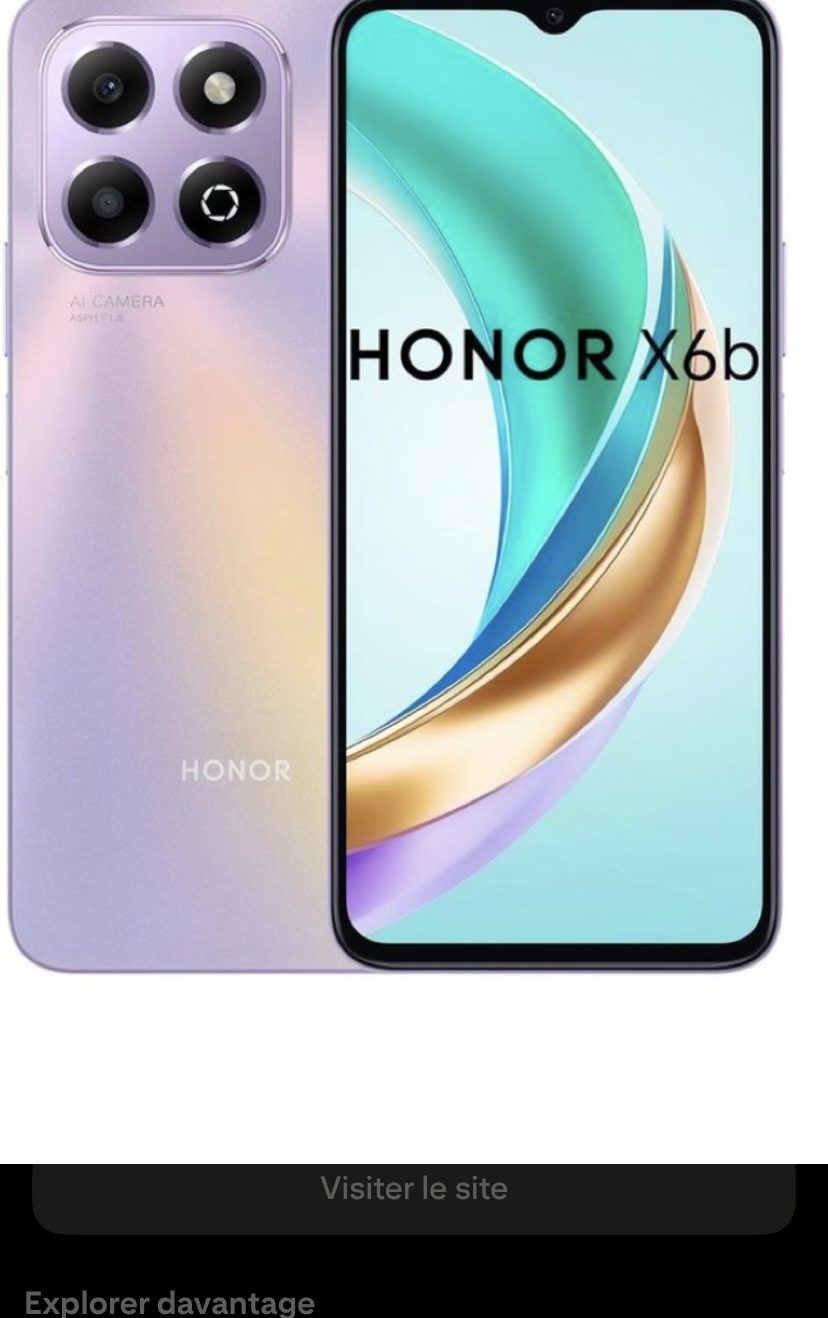 Privé : Téléphone Honor X6b 128GB 6RAM+6 très propre (prix à négocier)